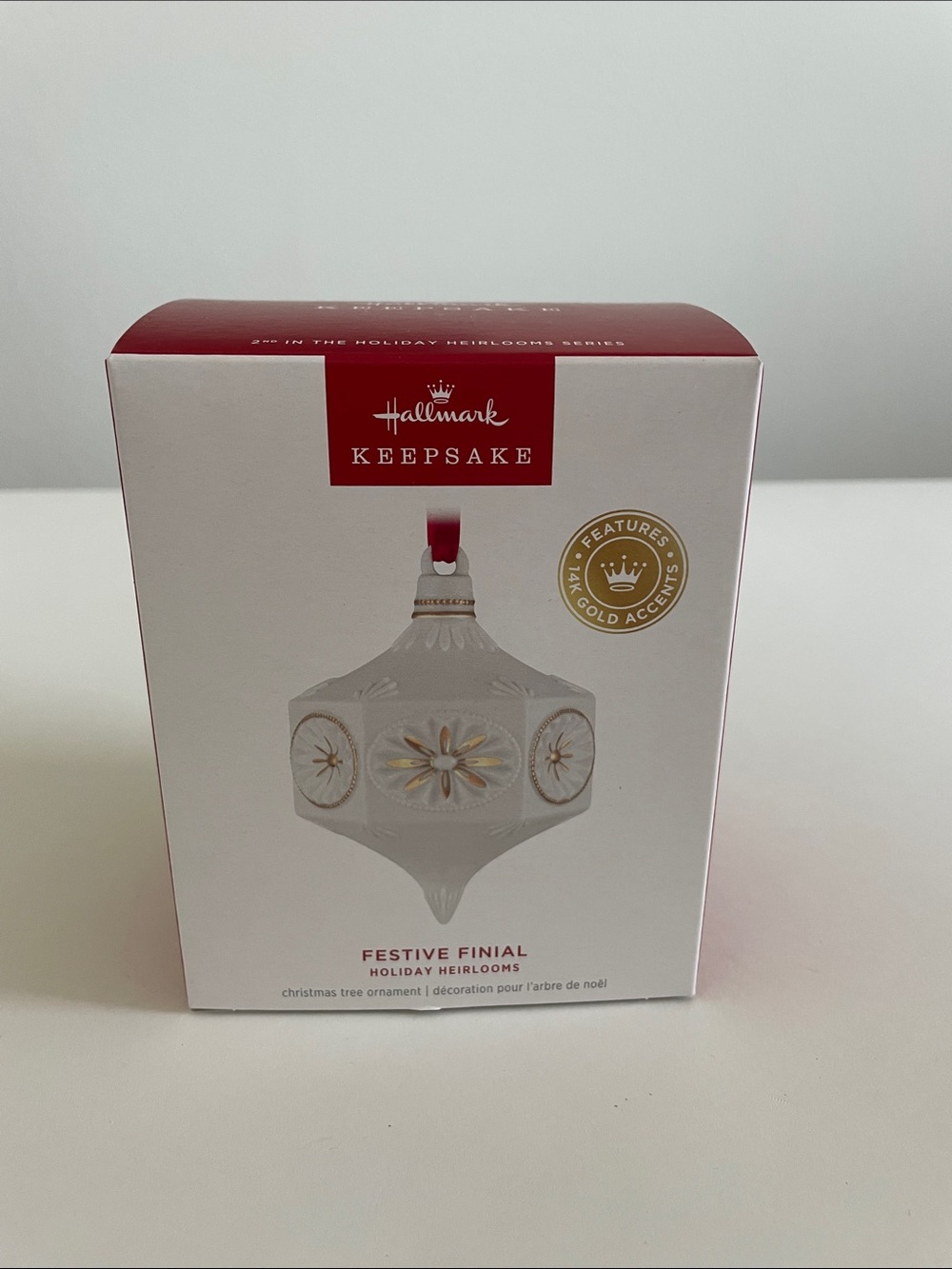 Hallmark Keepsake White and Gold Festive Finial Ornament
